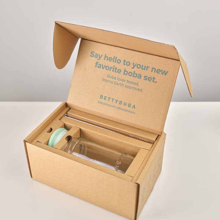 Betty Boba - Wholesale Drinking Glass/Cup - boba, smoothie, iced coffee, glass beverage tumbler set16