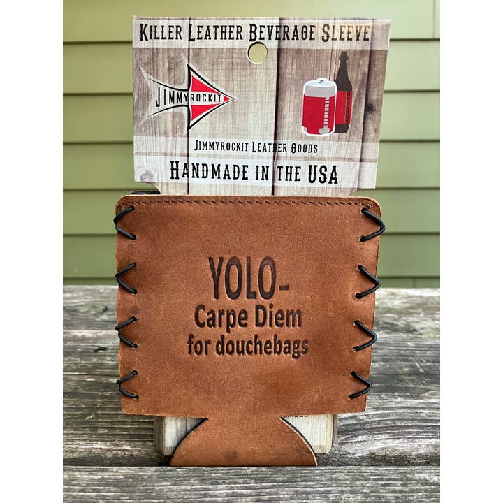 Koozie em Pele - Yolo Carpe Diem Para Douchebags por atacado de Jimmyrockit