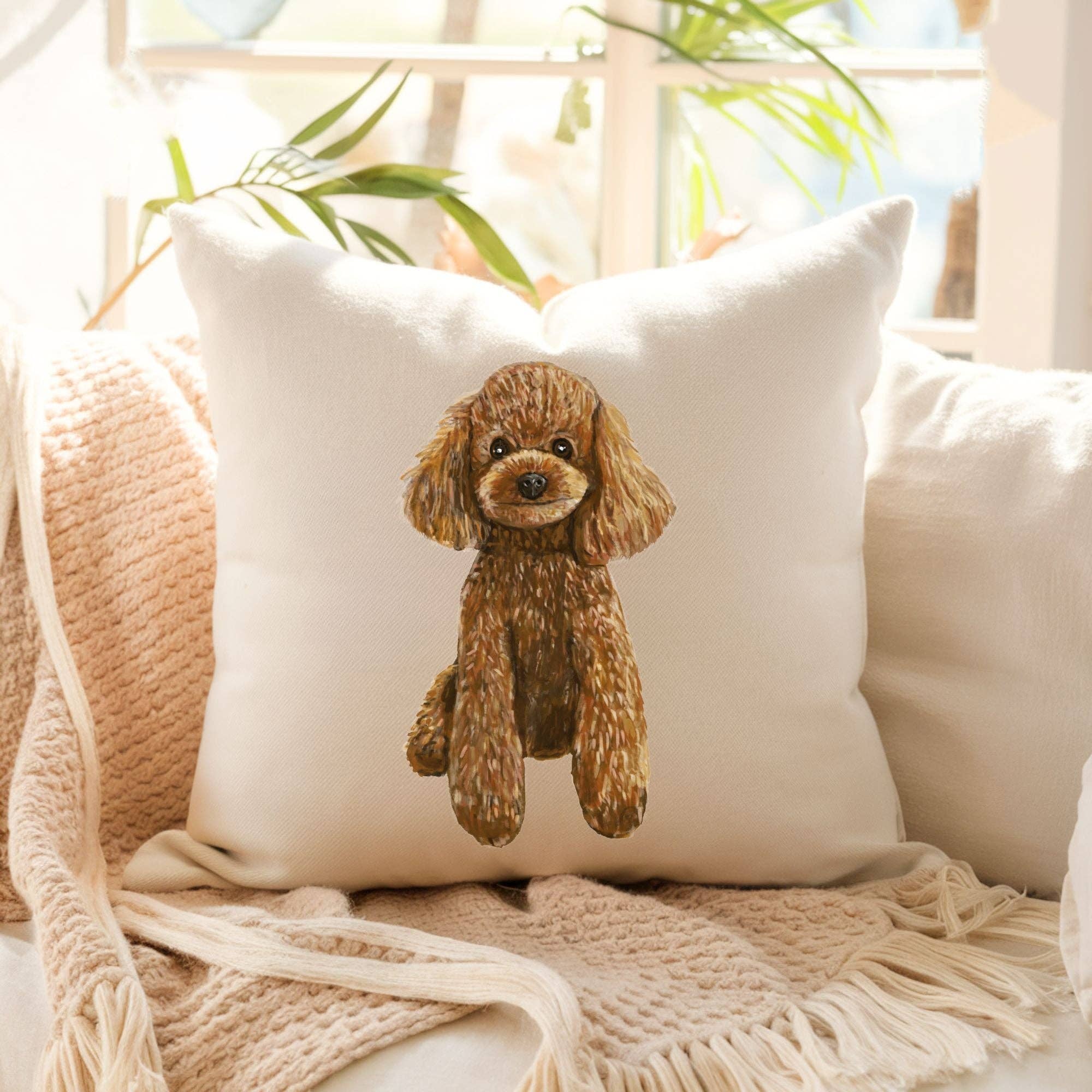 MerikaArt - Wholesale Throw/Decorative Pillow - Poodle Pillow Brown Dog Lovers Gift2