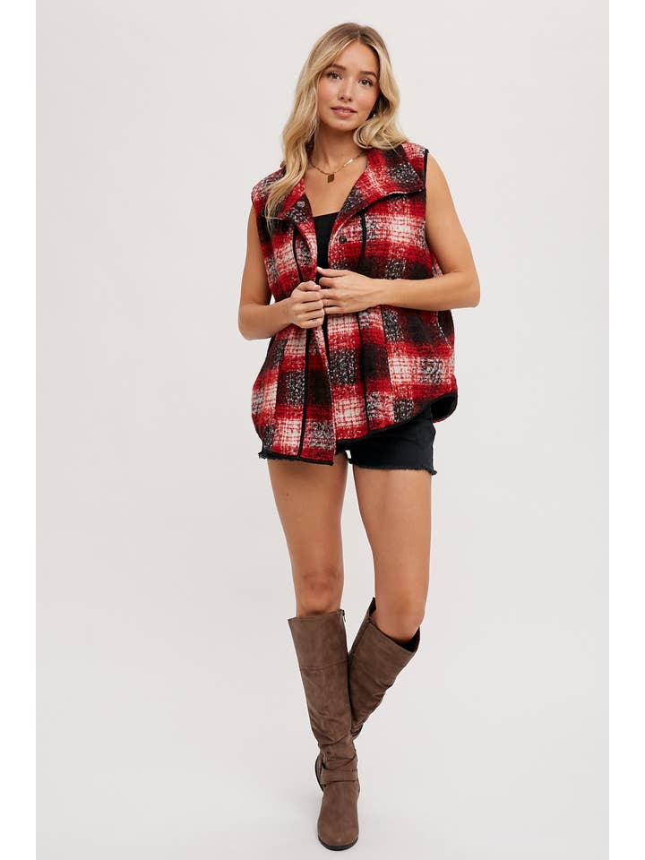 Bluivy - Wholesale Outerwear Vest - Women’s - FLANNER PLAID VEST23