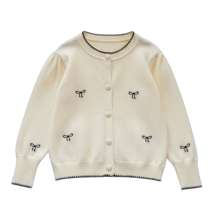 Mädchen Strickjacke mit Schleifenstickerei für den Großhandel von Zeus and Lexi Kids