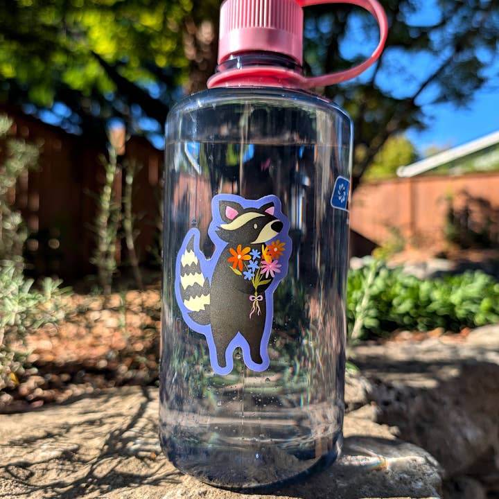 Wildkat Studio - Wholesale Sticker - Raccoon With Flowers Sticker 3