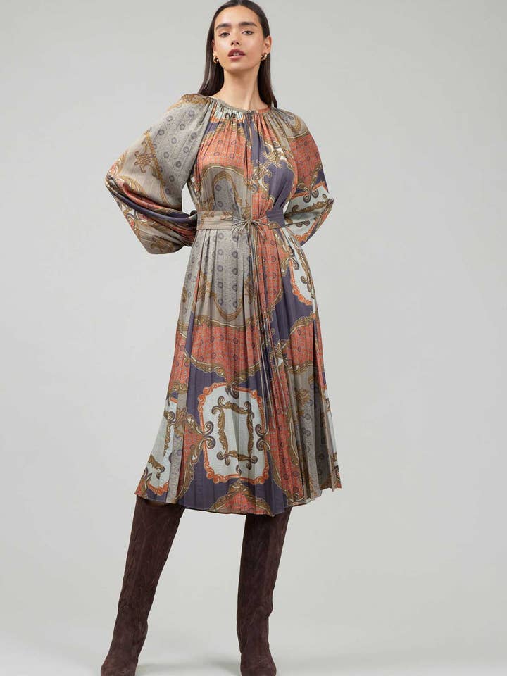 Vestido midi con bufanda Heritage Chain para venta al por mayor de Current Air