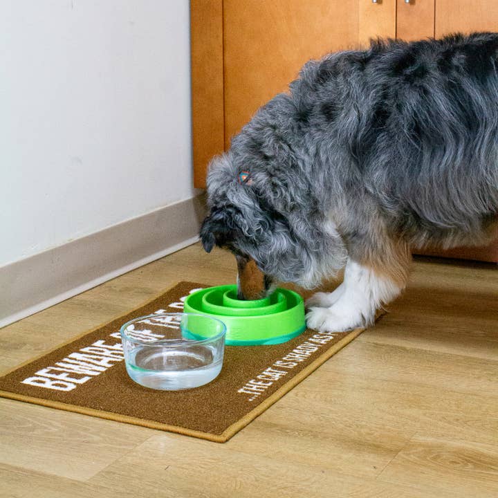 Arkwright Home - Wholesale Pet Food Mat - Dog - Pet Food Bowl Mat (16x24) Funny & Crude "Beware" Design2