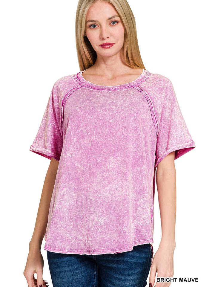 42POPS - Wholesale T-Shirt - Women's - "..._ Back Patch Crinkle Washed Raglan Sleeve Tshirts