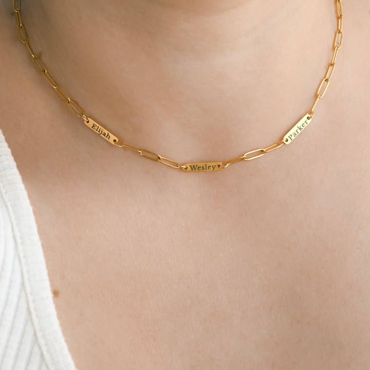 Blueyejewelry - Wholesale Pendant/Charm Necklace - Engraved Name Necklace - Waterproof Name Paperclip Necklace5