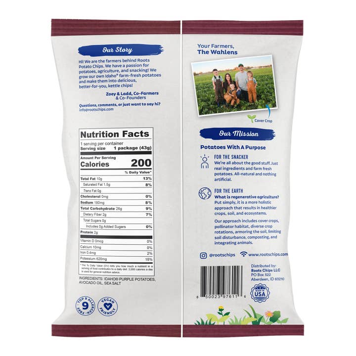 Roots Potato Chips - Wholesale Chips - Purple Sea Salt Snack Box (30-1.5 oz bags)