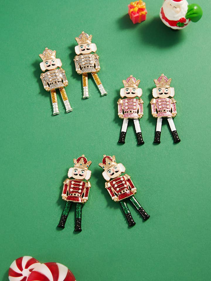 Christmas Nutcrack Enamel Titanium Post Earrings for wholesale by Designature New York