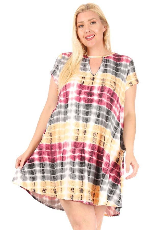 VIBE Apparel Co – wholesale Klänning - Dam – Plus slips färgämne nyckelhål sväng klänning5