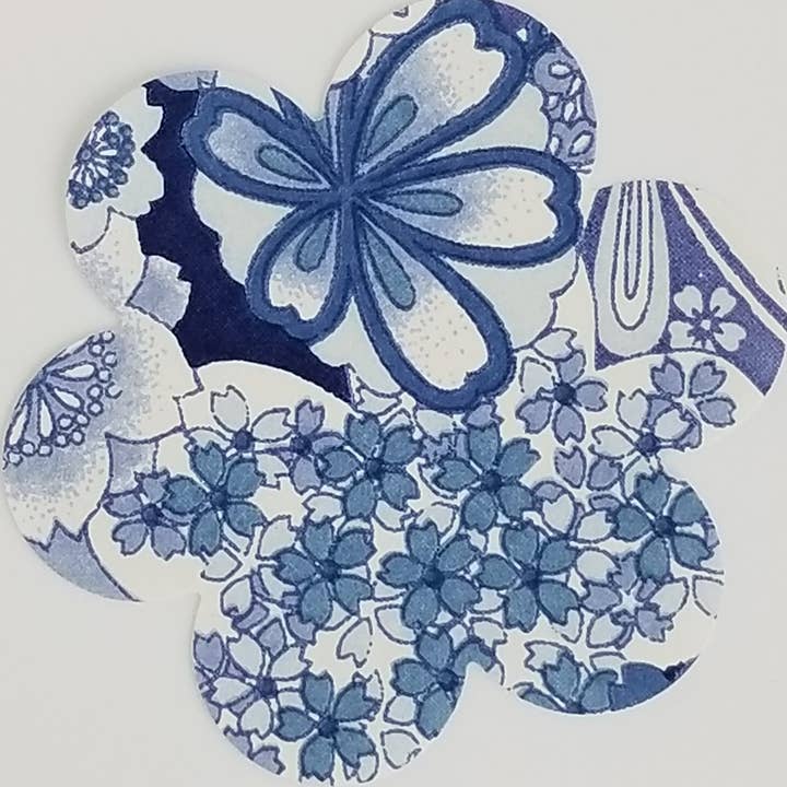 044 Blue and White Sakura Chiyogami for wholesale by Sweet Space Studio