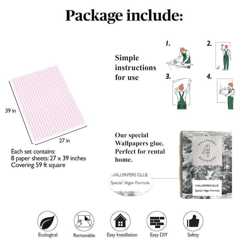 Wallpapers4Beginners - Wholesale Wallpaper - Carta da parati a righe rosa chiaro7