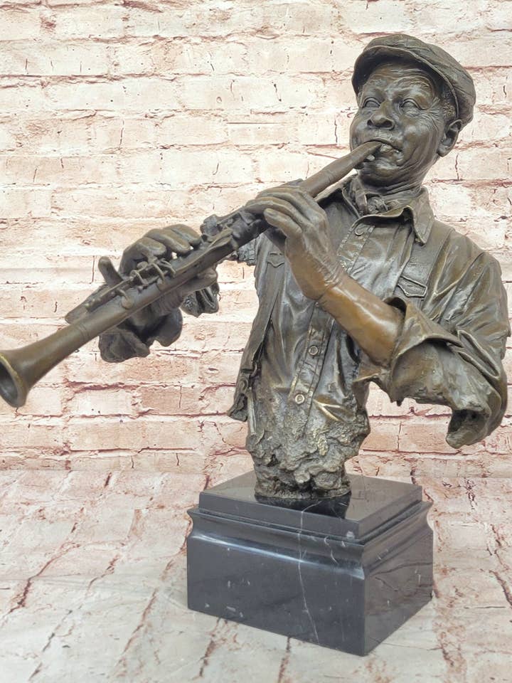 Jazz Clarinet Player Bronze Bust Sculpture - Mid-Century Music Art for wholesale by Bronzhaus