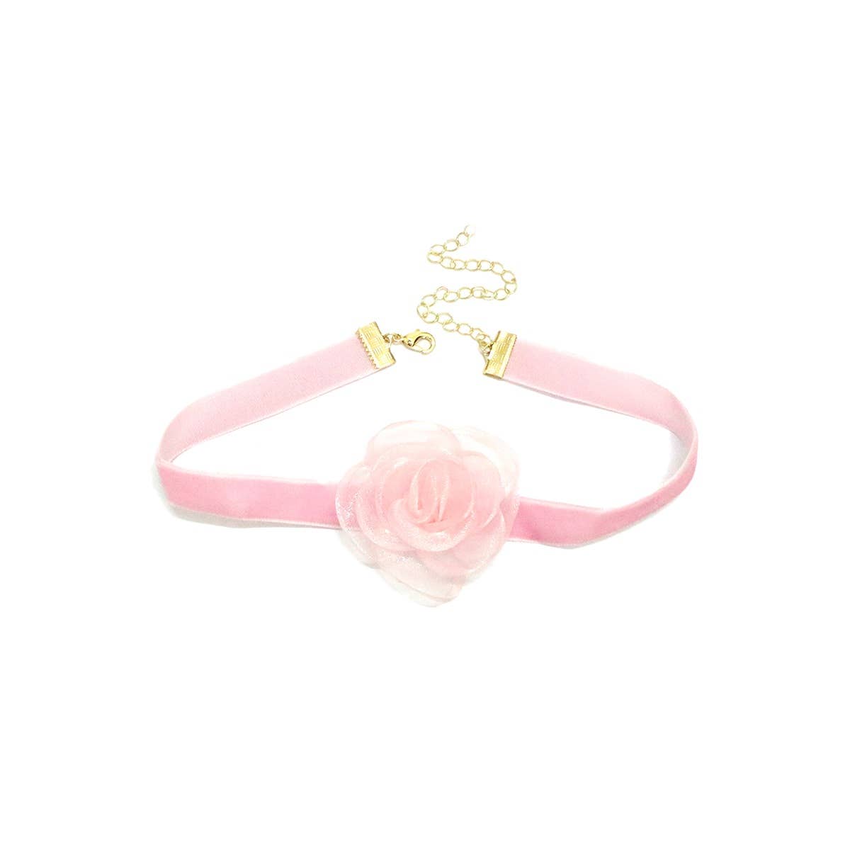 PINK MESH FLOWER SOFT CHOKER NECKLACE for wholesale on Faire