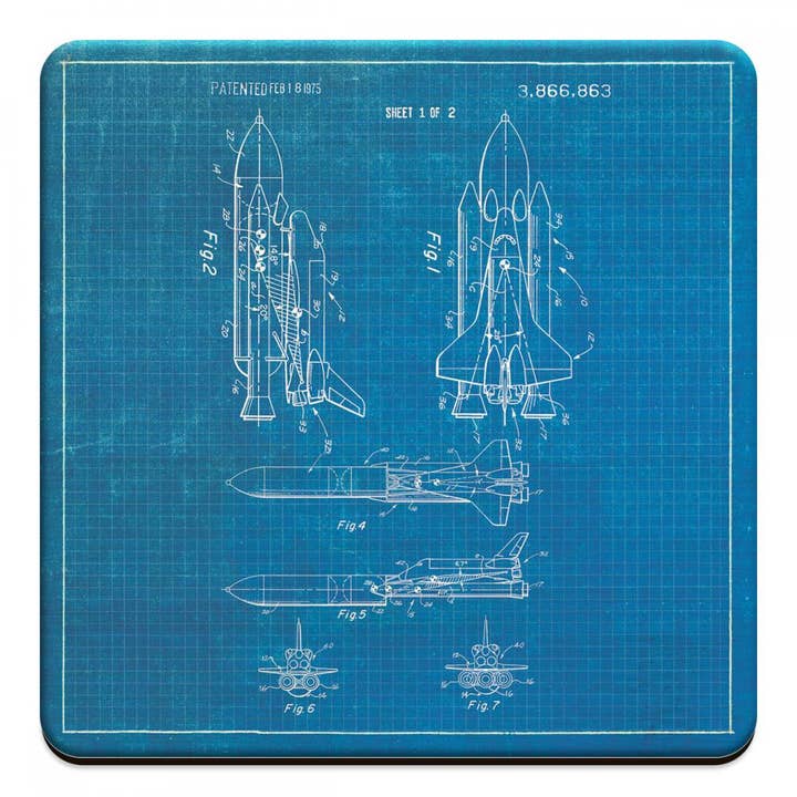 Fresh Prints of CT - Wholesale Coasters - Space Shuttle 1975 Wooden Drink Coaster1