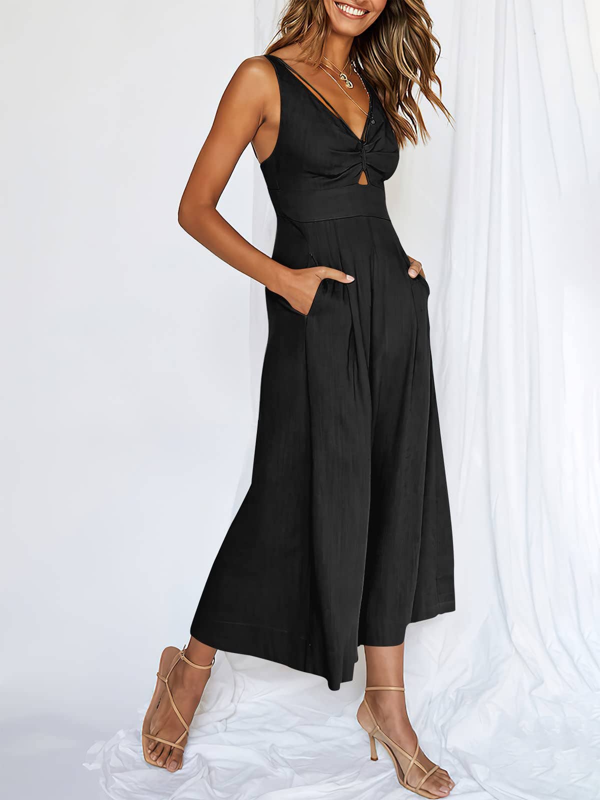 Sweetkama - Wholesale Jumpsuit - Women's - Ladies String Shoulder Overall Sleeveless Jumpsuit 23872
