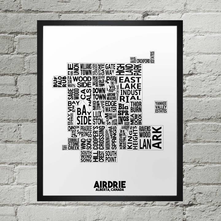 Airdrie Alberta Neighbourhood Typografische Karte Drucken für den Großhandel von Damon D Chan