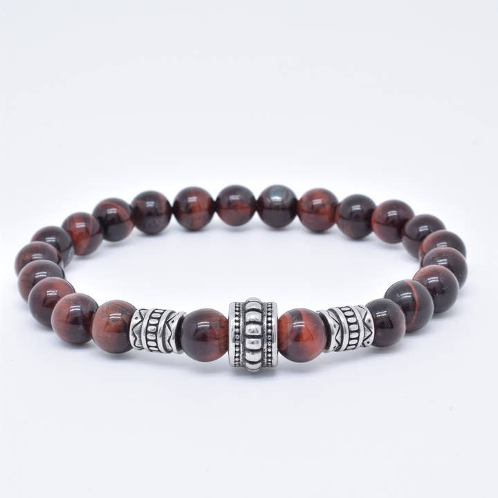 Kapyco - Vendita all'ingrosso Bracciale con perline - Bracciale da uomo elastico in acciaio inox con pietre naturali - BR110206