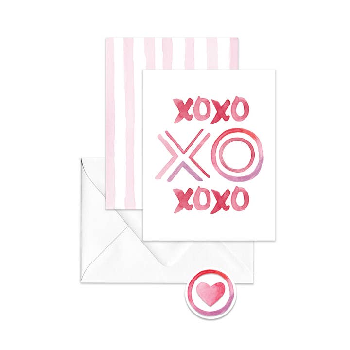 Carte de vœux XOXO pour la Saint-Valentin pour la vente par Bridget Linstead Art