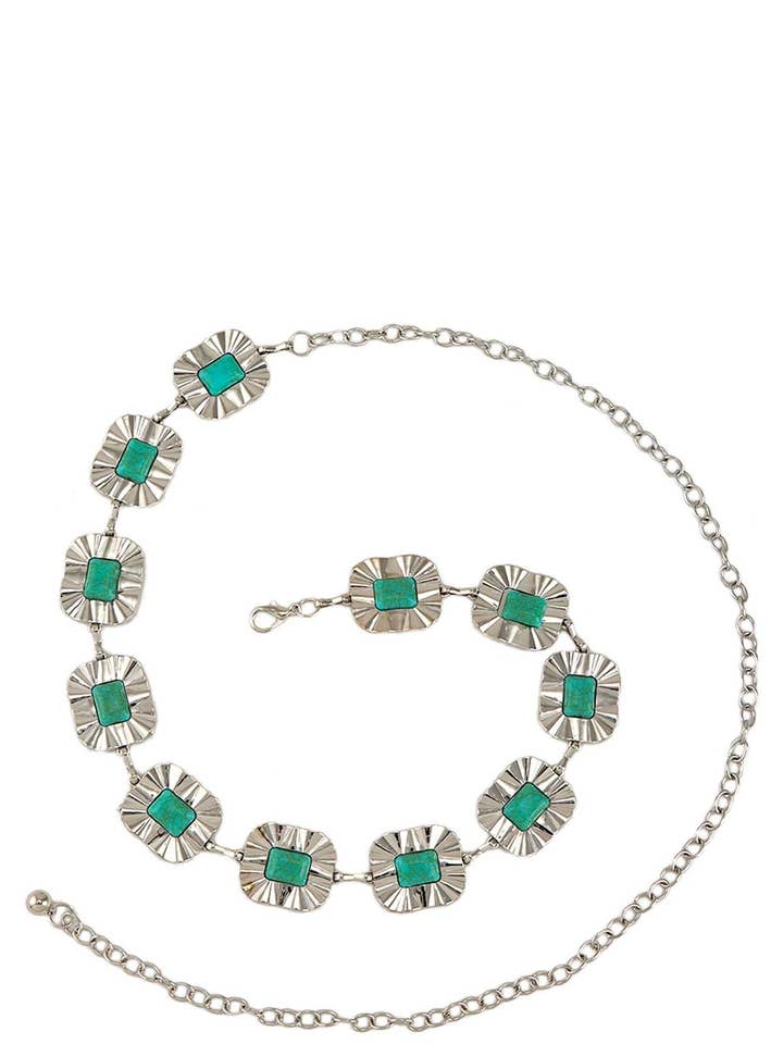 Ceinture à chaîne western rectangulaire en métal pour la vente par Shop Neighbors