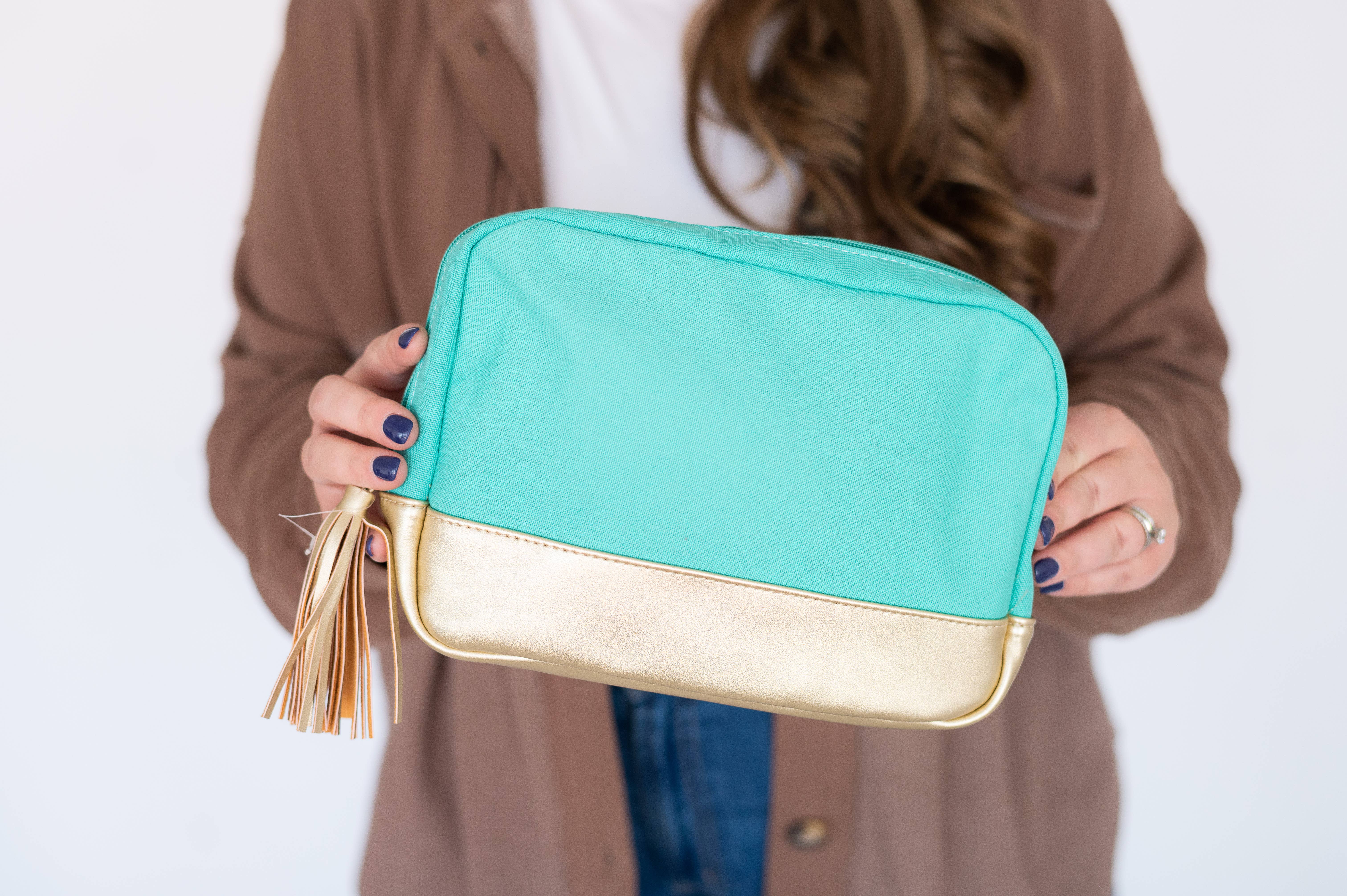 Mint Cabana Cosmetic Bag for wholesale on Faire1