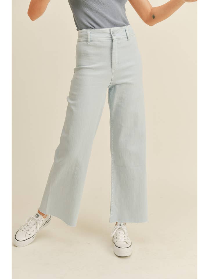 MIOU MUSE - Vente Jean – femme - Pantalon en denim droit à jambes larges MMP6235