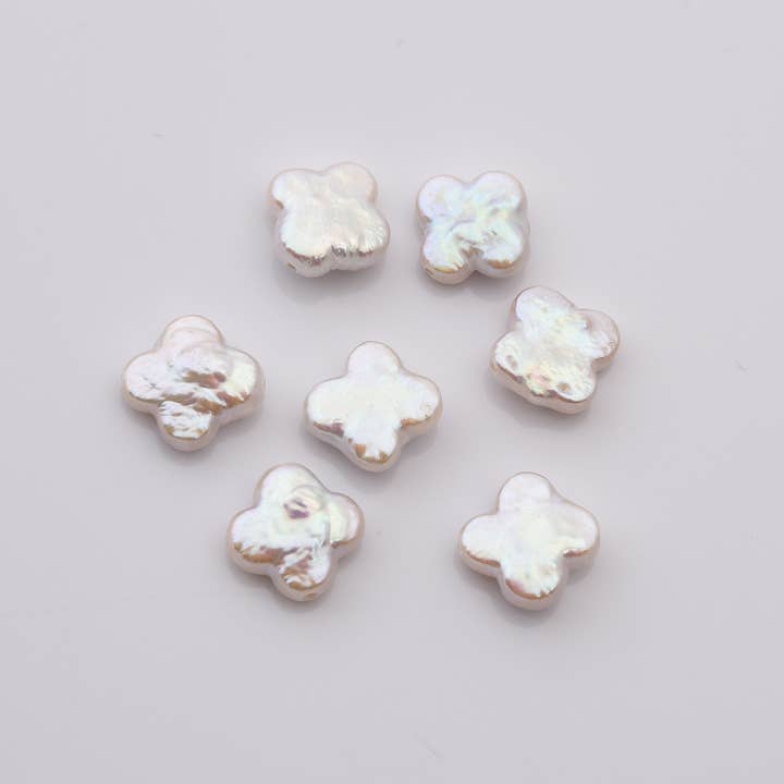 Beads Creation - Wholesale Beads - Four Leaf Clover Pearls, 9mm 4A White Strand, Gift, FWP054