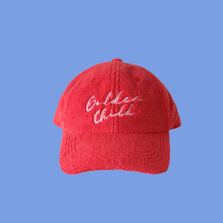 Children's Terry Towelling Cap - Red for wholesale by Golden Child