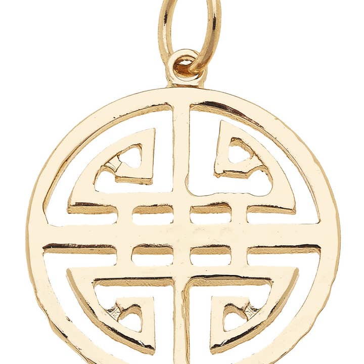 Greek Keys Charm in Shiny Gold for wholesale by Canvas Style