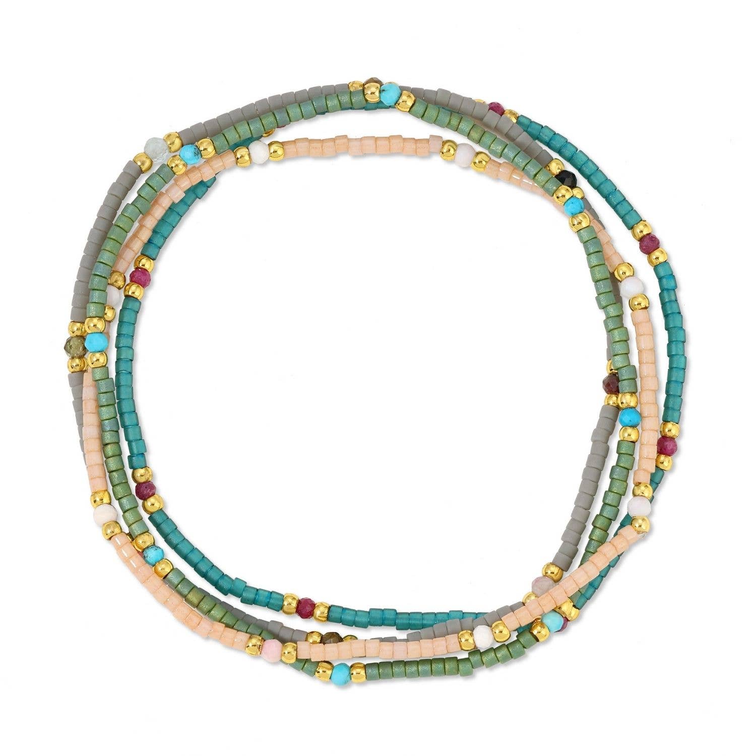 Splendid Iris - Wholesale Beaded Bracelet - Stone Accented Muyuki Delica Bracelet - Assorted1