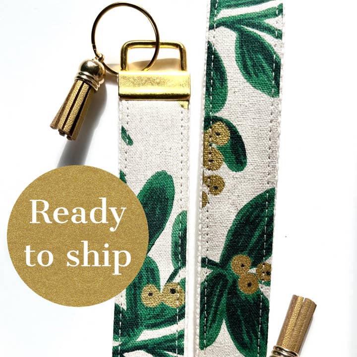 Westmoreland Place - Wholesale Keychain - Women's - Limited Winter Edition - Greenery & Gold Key Fob Wristlet9