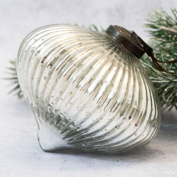 Linterna de cristal acanalado plateado de 4 pulgadas para decoración navideña para venta al por mayor de Bollywood Christmas