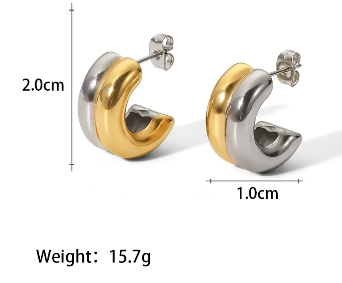 HoopLa – Engroshandel Hoops – Puffy Dobbelt Hoop Øreringe - stål Guld Huggie 2