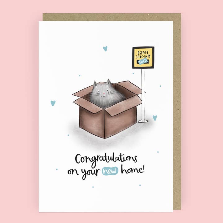 Cat New Home Card | Funny Congratulations Card for wholesale by Abbie Imagine
