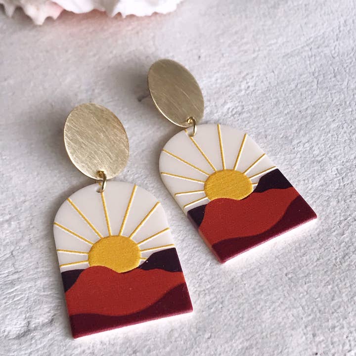 Pearl and Ivy Studio - Wholesale Dangle Earrings - Sun mountain desert earrings - Sunset Boulevard1