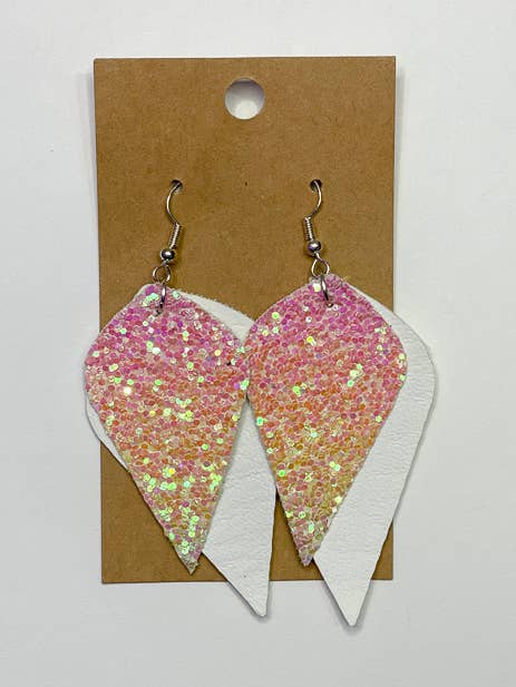 Glitzer Lederohrringe für den Großhandel von Drift Away Arts