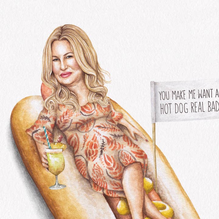 Celebs on Sandwiches - Wholesale Art Print - Jennifer Coolidge - Watercolor Print1