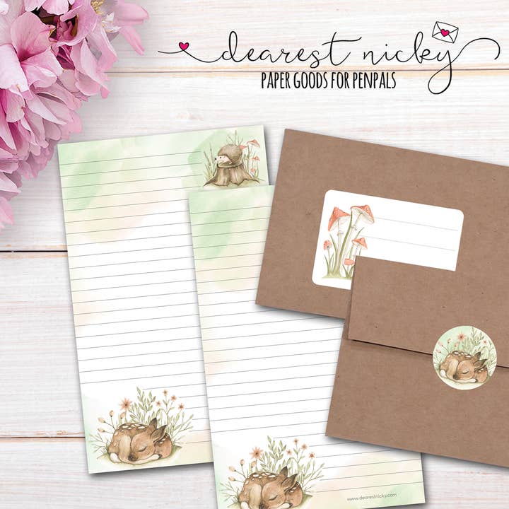 Forest Baby Letter Writing Set for wholesale by Dearest Nicky