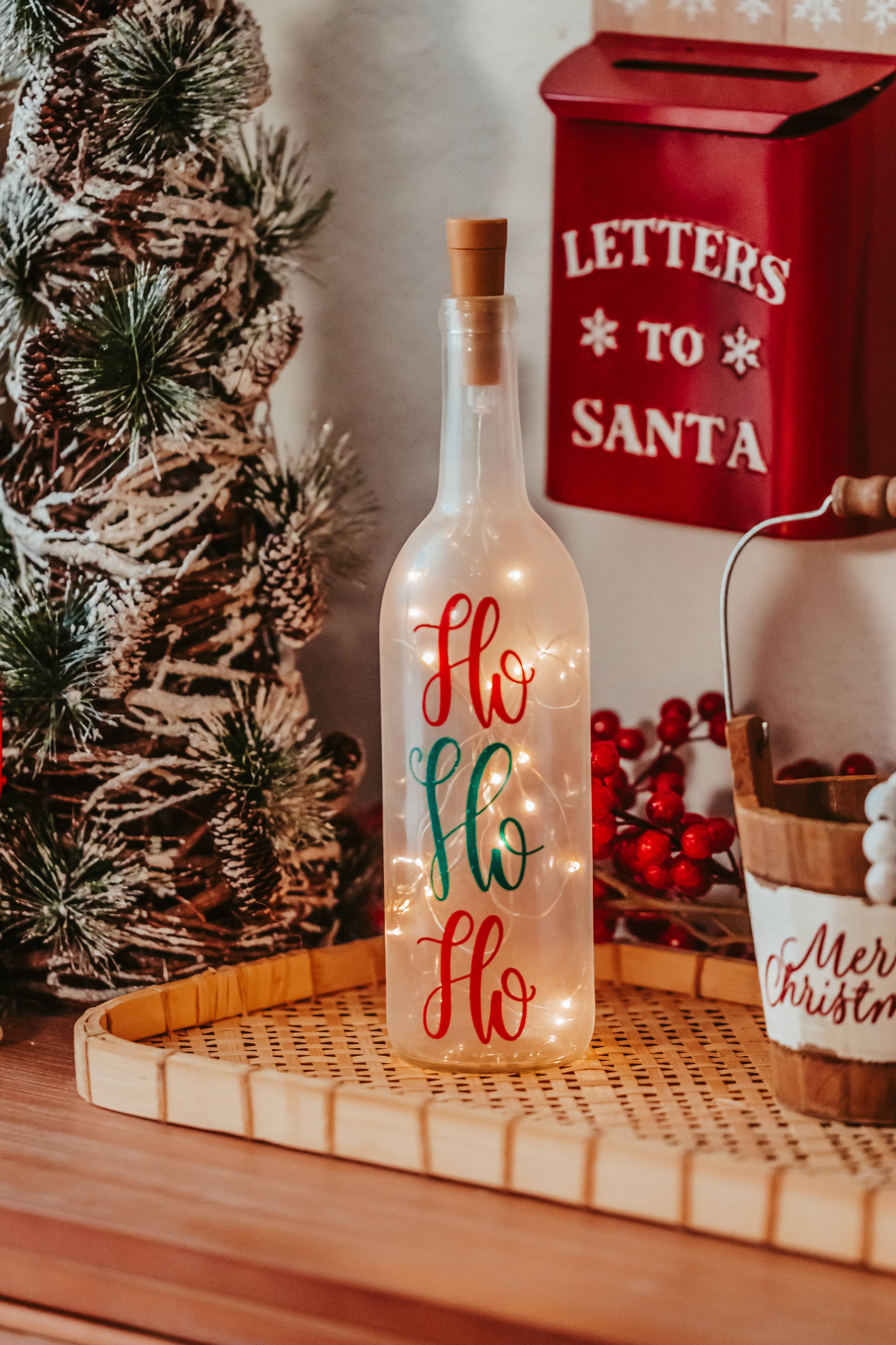 Firefly Home Designs - Wholesale Decorative tabletop object - Christmas Wine Bottle, Christmas 2024 Decor, Lamps, Gifts