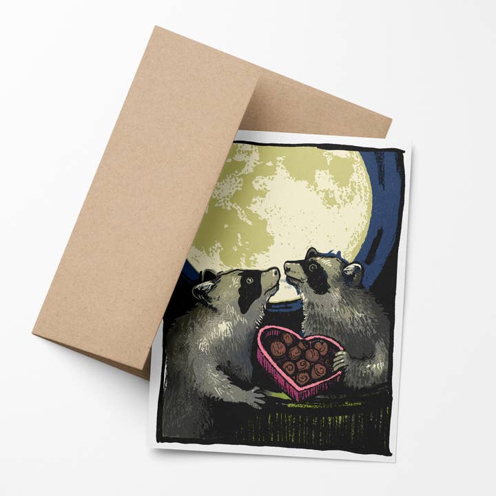 Brainmeats Atelier - Wholesale Valentine's Day card - Dumpster à Deux – Funny Raccoon Valentine 1