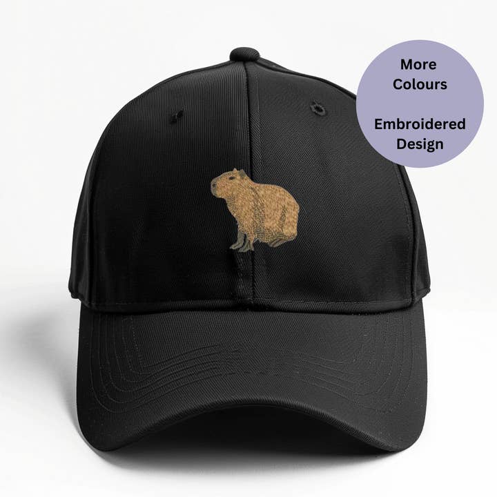 Capybara embroidered cap - Unisex embroidered hats for wholesale by Thread and Needles Co