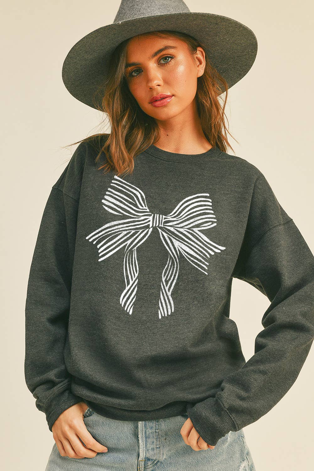 Honestee - Wholesale Sweatshirt - Women's - Bow Long Sleeve Sweatshirt0
