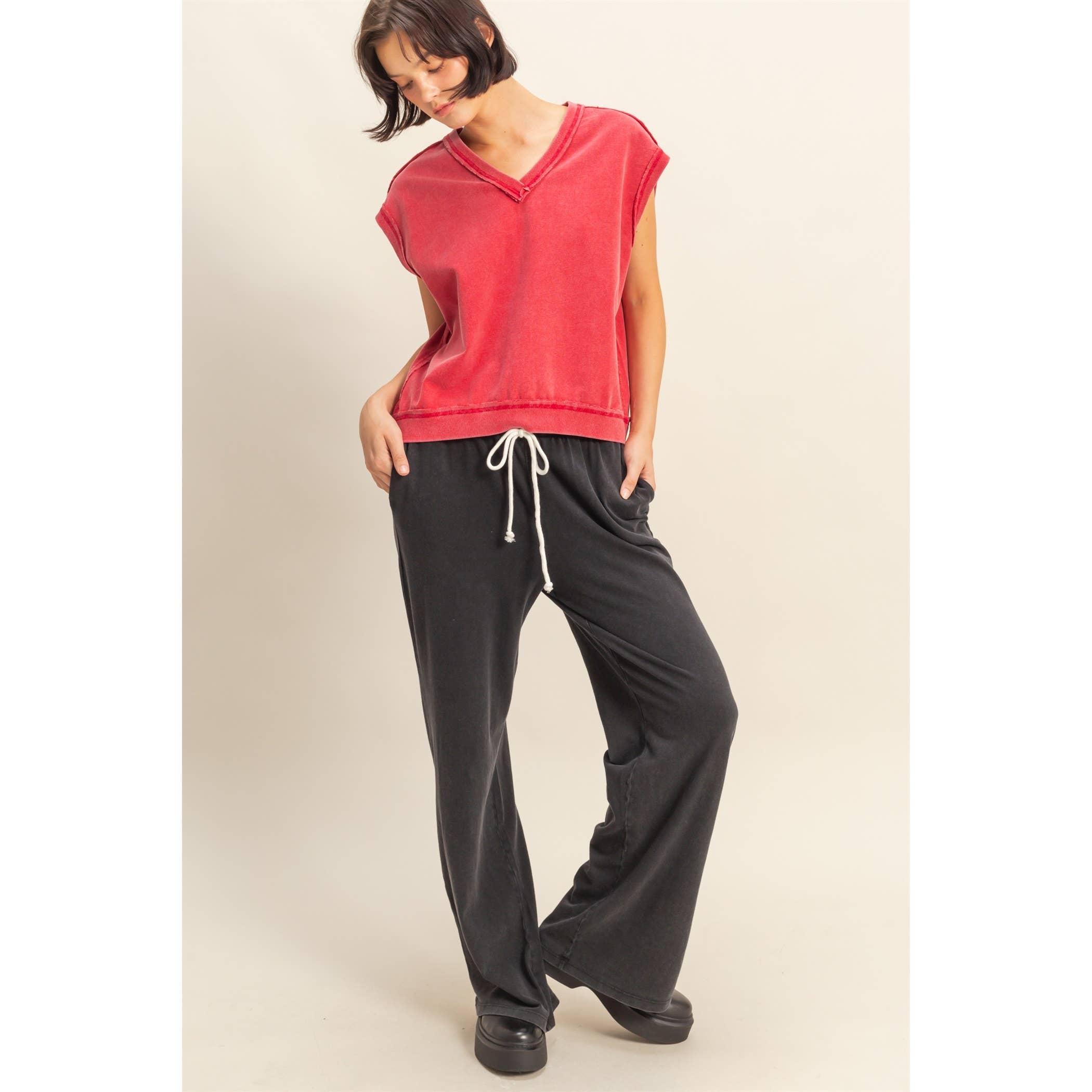 Double Zero - Vendita all'ingrosso Pantaloni sportivi/da jogging loungewear - Donna - Pantaloni rilassati a vita con coulisse lavati con minerali2