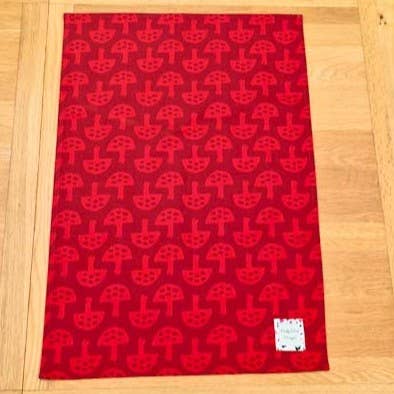 Organic Cotton Tea Towel - Glen Tanar Mushrooms - Very Berry for wholesale by Nicky Web Designs