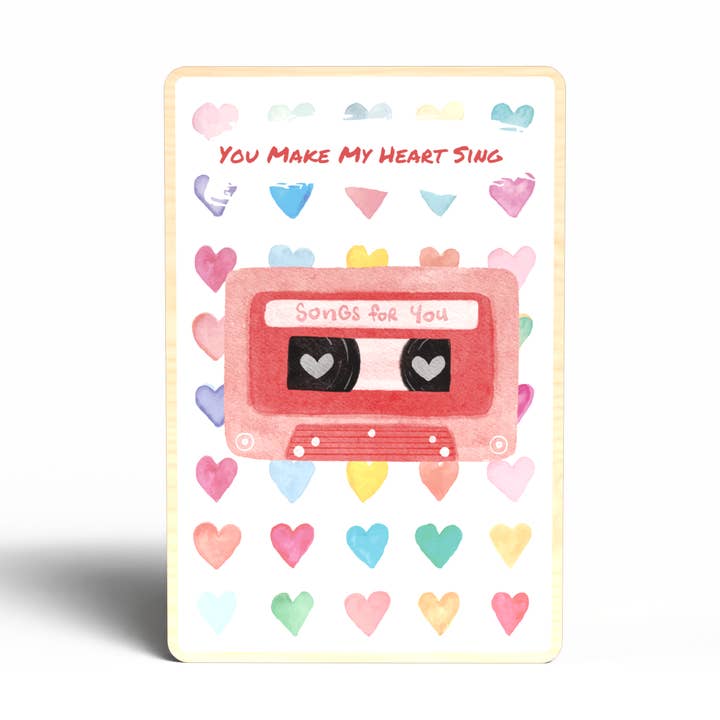 You Make My Heart Sing, Eco Friendly Wood Postcard for wholesale by Lifeforce Glass, Inc.