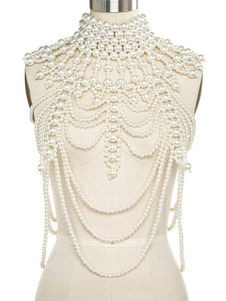 Dramatic Pearls Beaded Body Chain - Adjustable Fit for wholesale by Artini Accessories