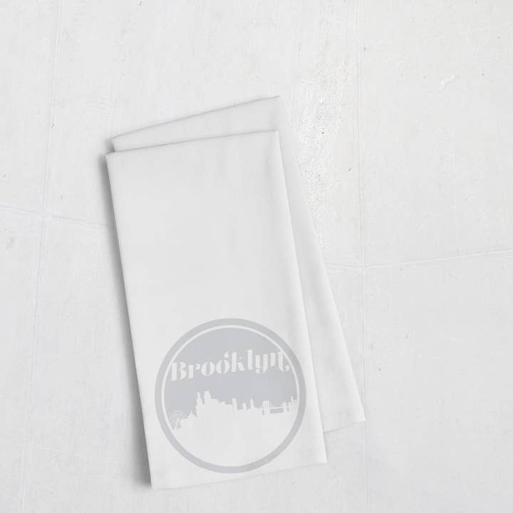 Brooklyn New York retro skyline towel | Multiple colors for wholesale by Paperfinch Design