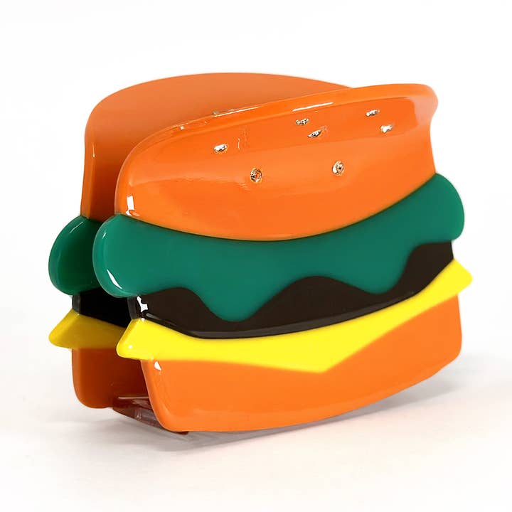 Rainbow Unicorn Birthday Surprise – wholesale Hårklämma - Dam – Cheeseburger Hårkloklämma – Roligt Matälskartillbehör0