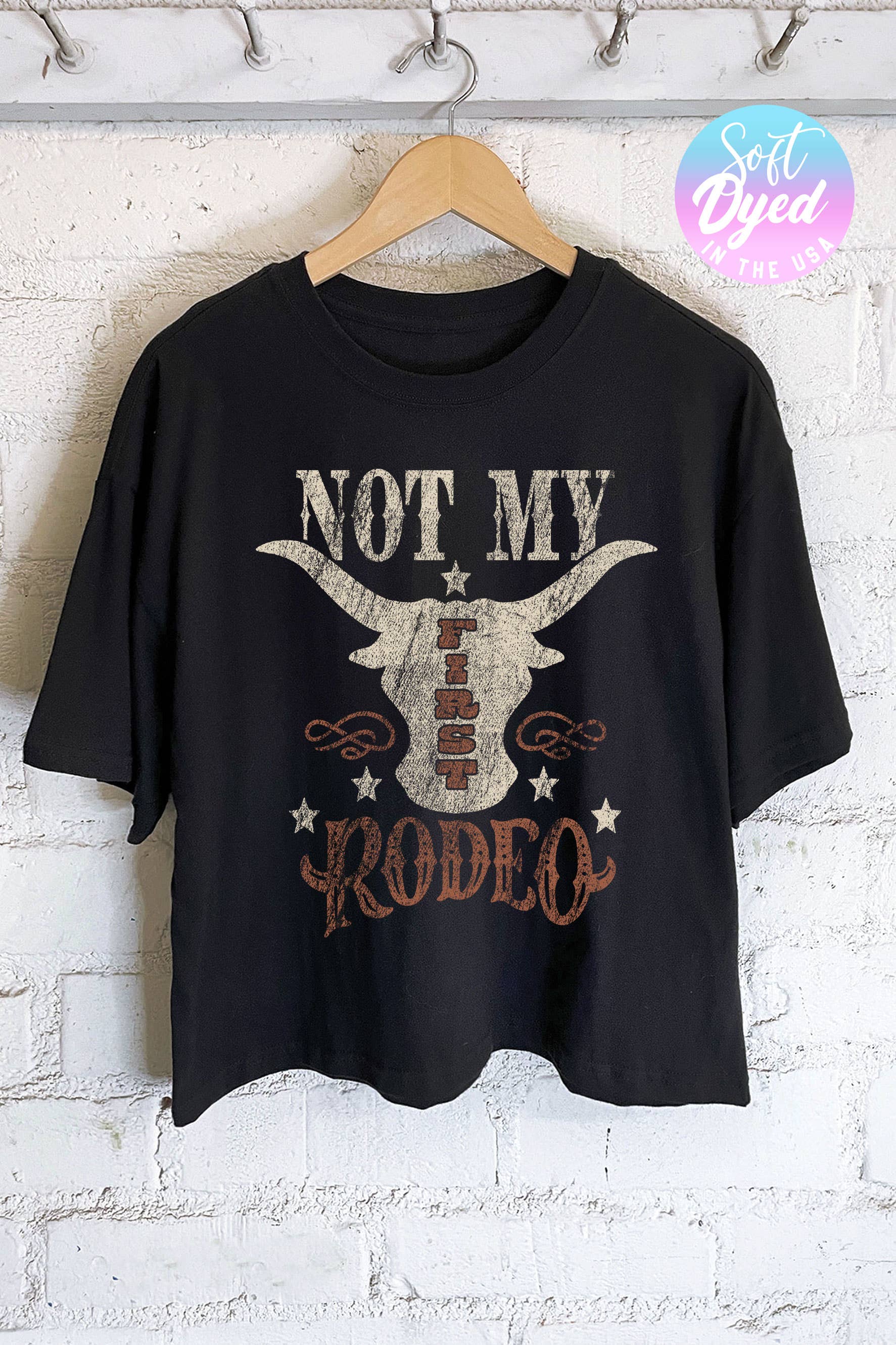 Rustee Clothing - Vente T-shirt sérigraphié – femme - CE N'EST PAS MON PREMIER HAUT COURT À MOTIF RODÉO7