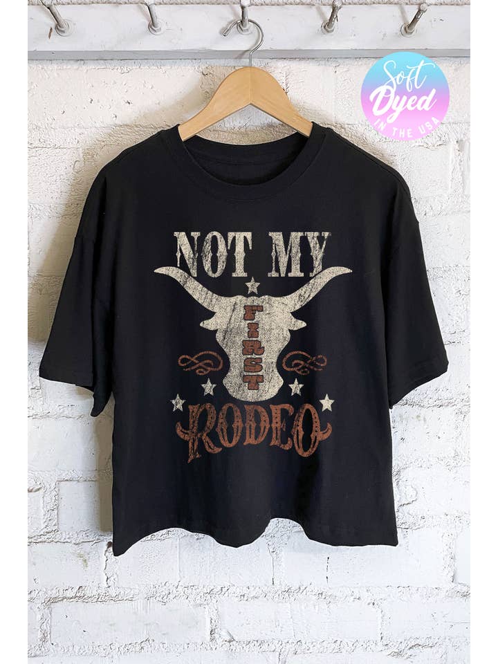 Rustee Clothing - Wholesale Screen Printed T-Shirt - Women's - NOT MY FIRST RODEO GRAPHIC LONG CROP TOP7