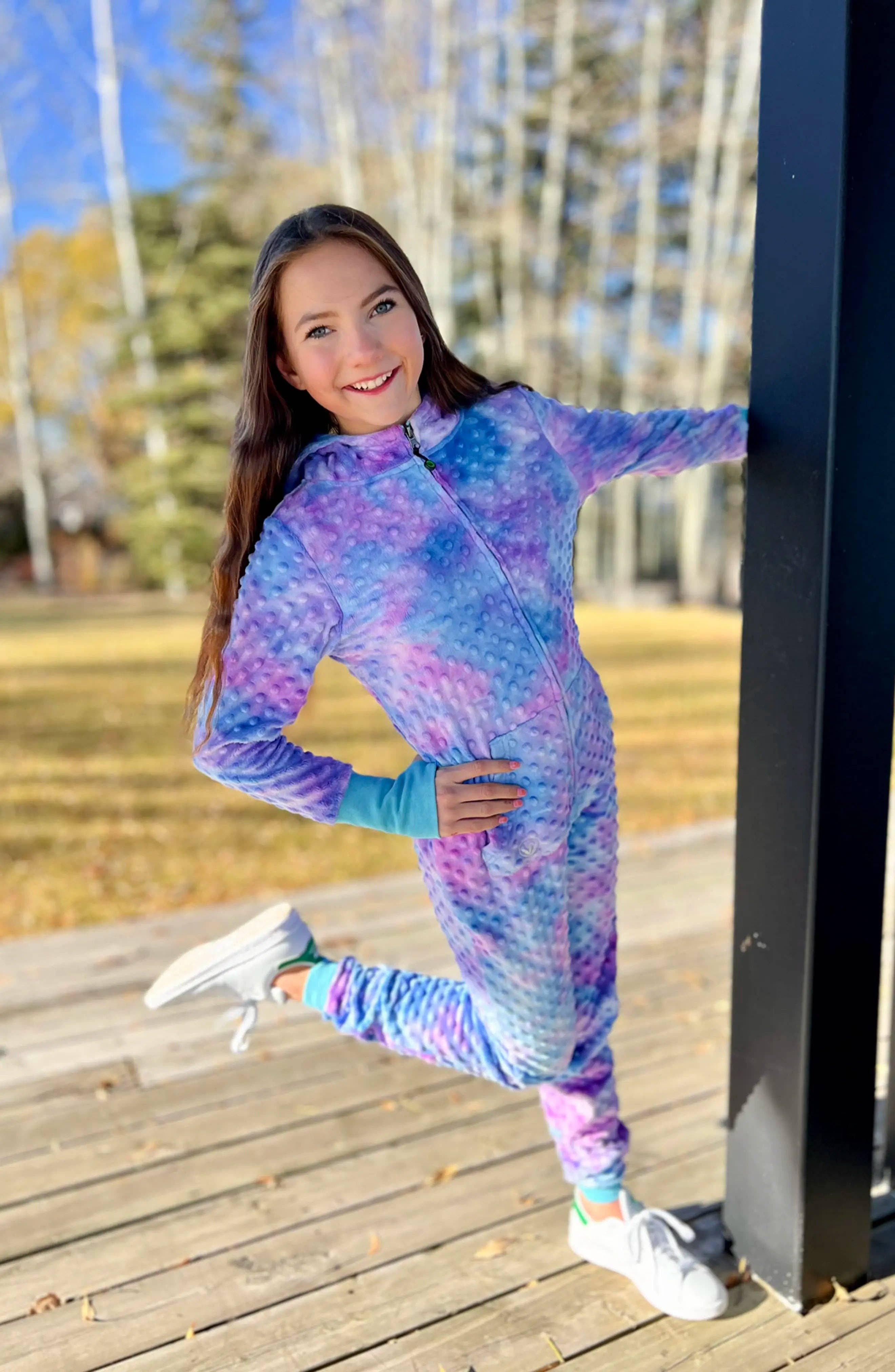 Minky Bubble Onesie - Turquoise Periwinkle Tie Dye for wholesale on Faire2